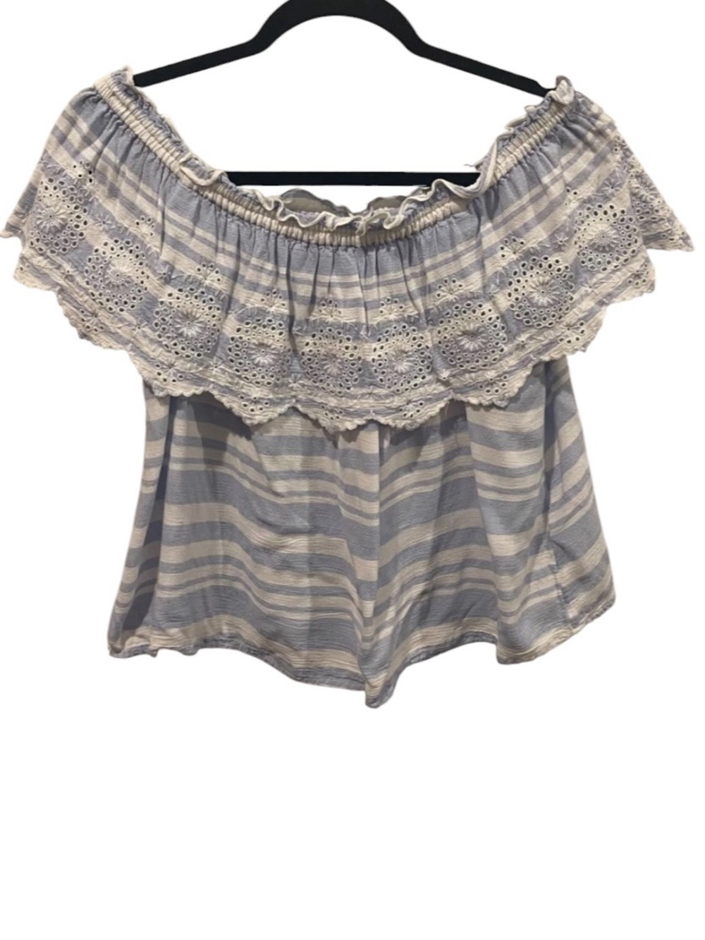 American Eagle Outfitters Striped Off-the-Shoulder Blouse XL Coastal